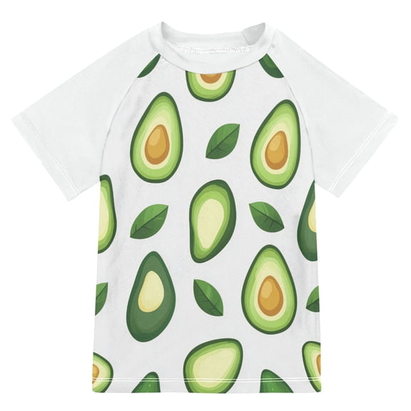 FORMRS Boys Rash Guard Short Sleeves Swim Shirt Quick Dry UPF 50 Sun Protection, Sizes 3-12T, Avocado