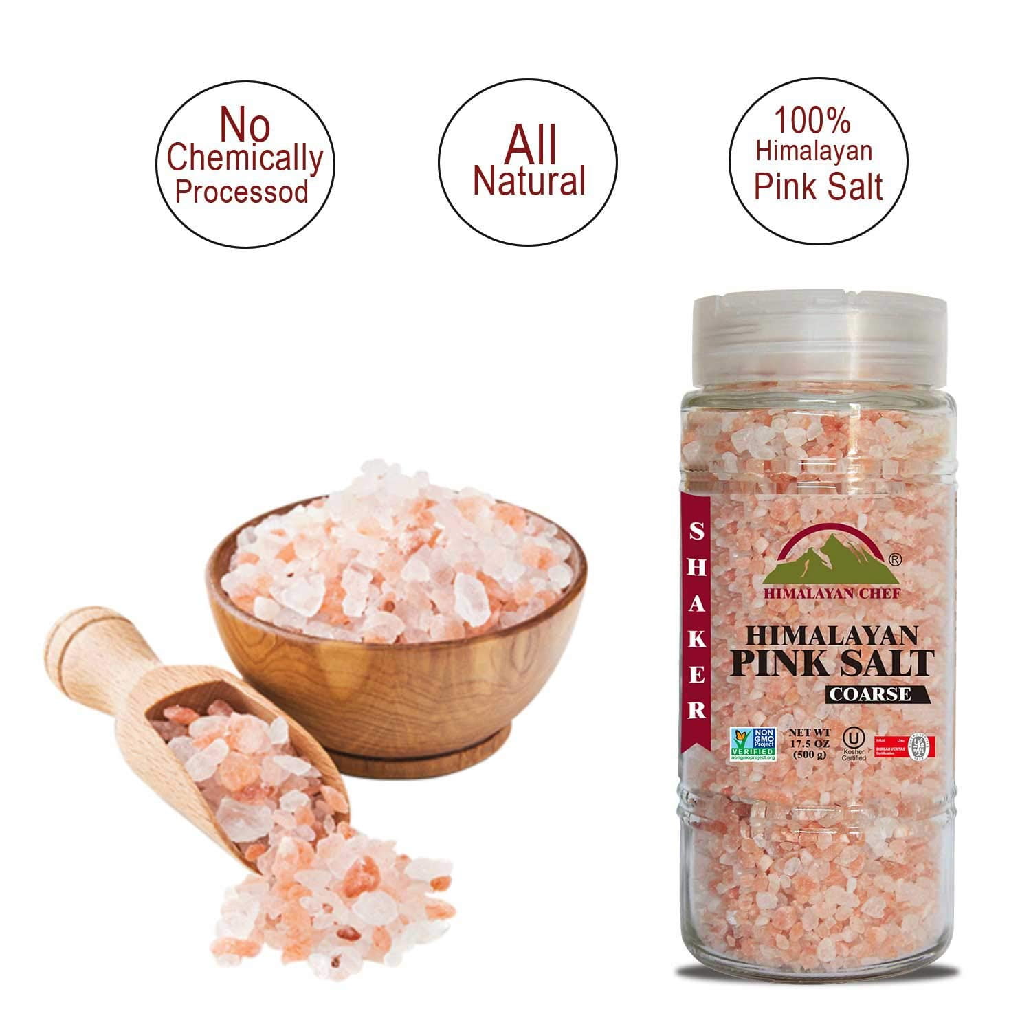 SALT 84 Pink Salt, Coarse Grain, Kosher Certified Seasoning Salt, 17.5 oz Pack of 6