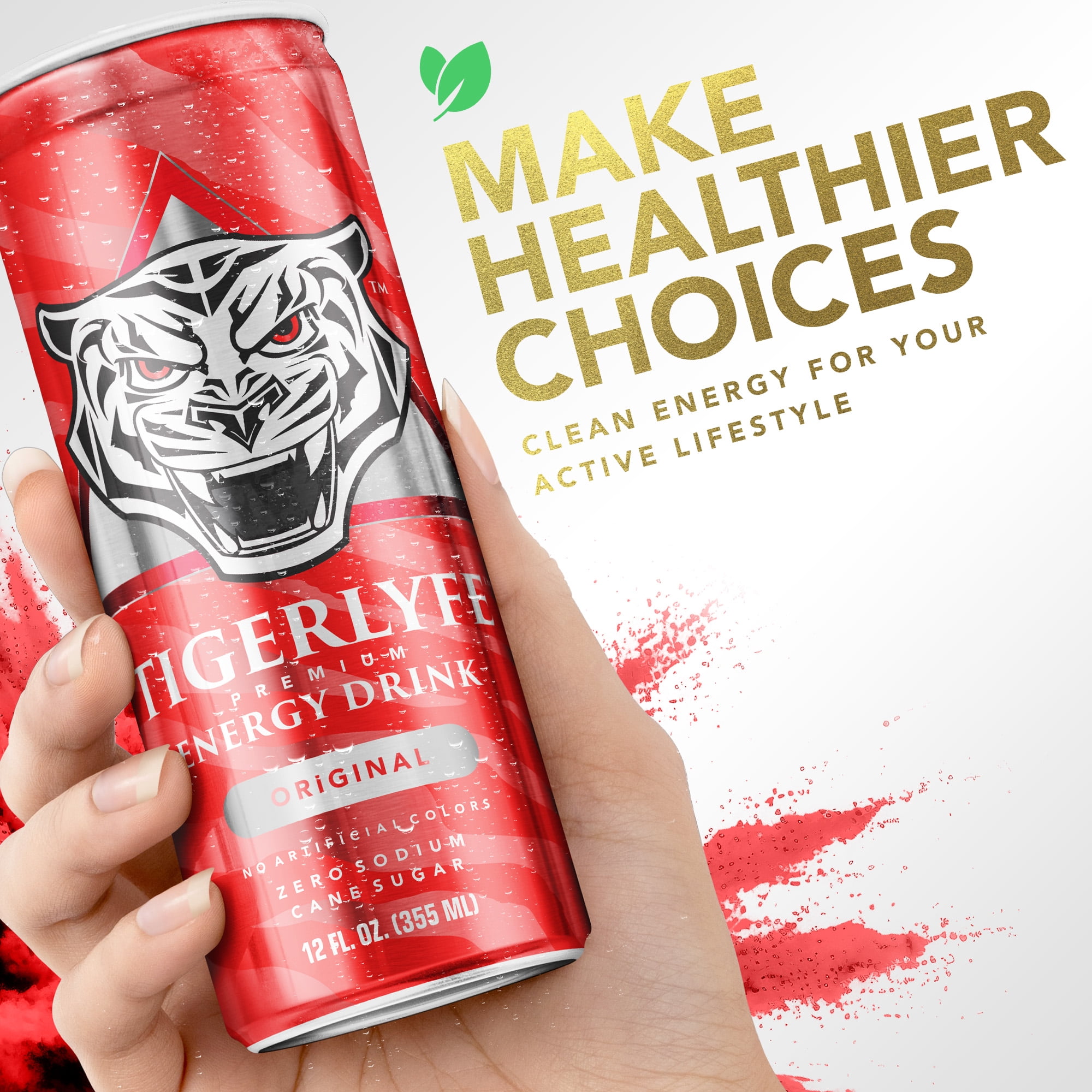TIGERLYFE Energy Drink 12-Pack, 12oz Cans, 24g Cane Sugar, 110 Calories, with Vitamin B & Potassium for Energy, Focus, Stamina, and Hydration (Original Flavor)