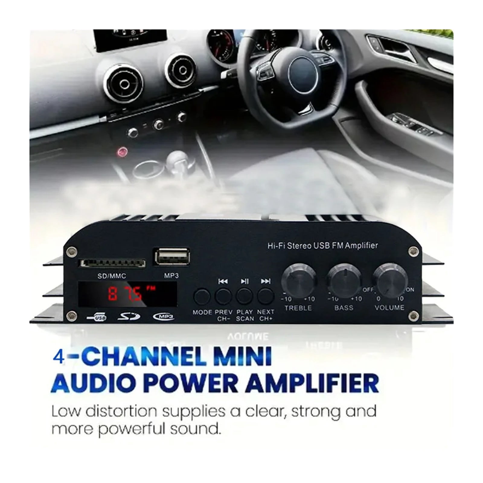 S-269 12V Mini Amplifiers For Car Digital Sound Amplifier For Home Car Channel 4.0 Power AMP Support Treble Bass