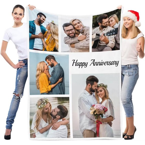 AISENIN Custom Anniversary Couple Gifts for Women Men, Personalized Blankets with Photos, Custom Blankets with Photos, Personalized Gifts for Birthday, Christmas
