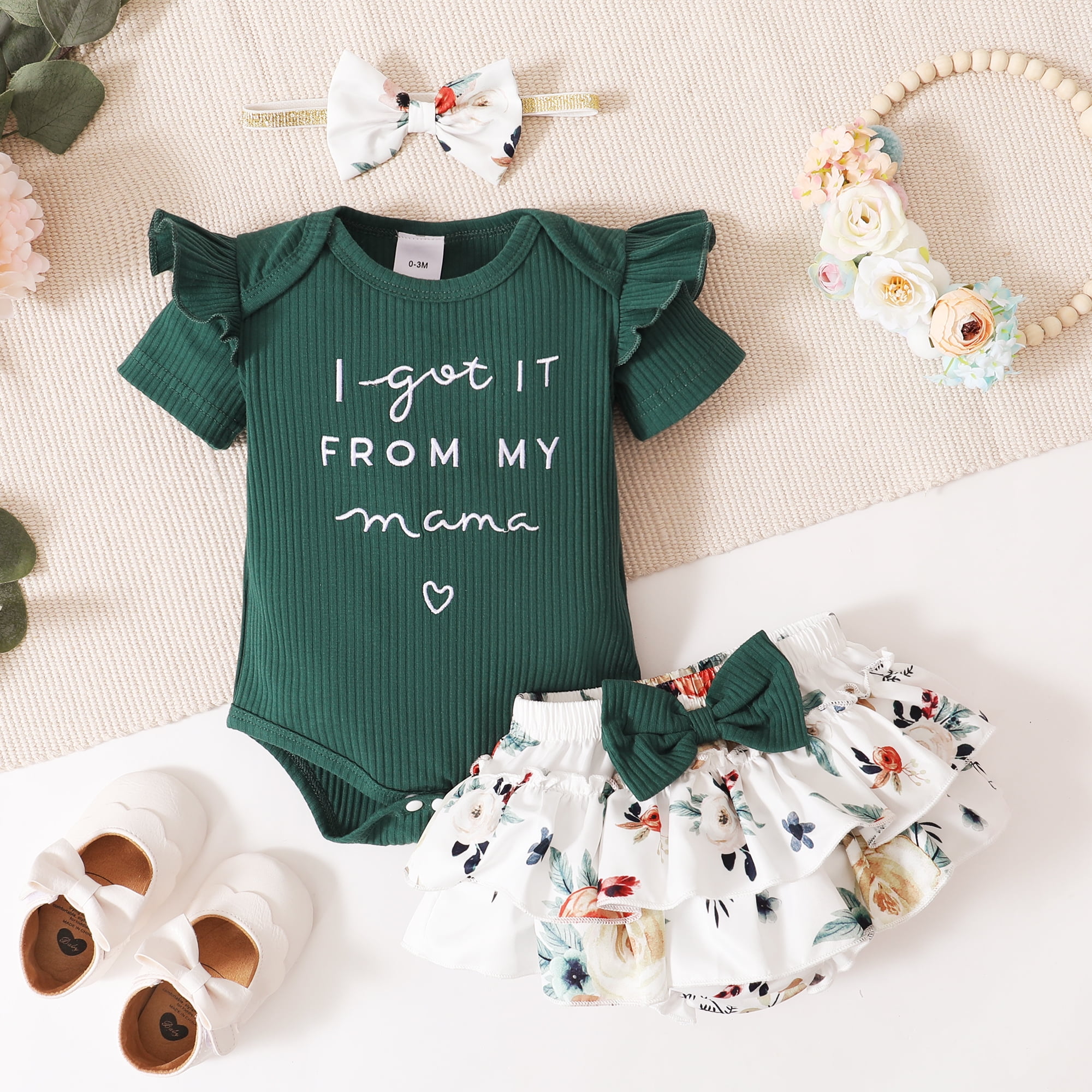 2pcs Baby Girl 95% Cotton Ruffle Trim Long-sleeve Letter & Dinosaur Print Spliced Dress with Headband Set