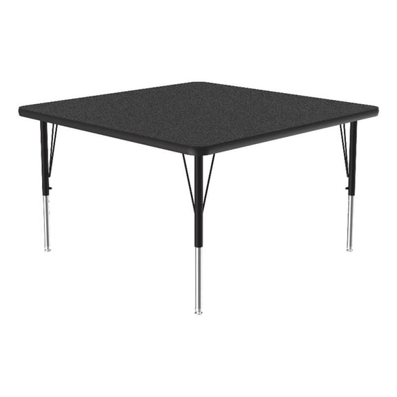 Correll Thermal Fused 42" Square Laminate Wood Activity Table in Black Granite