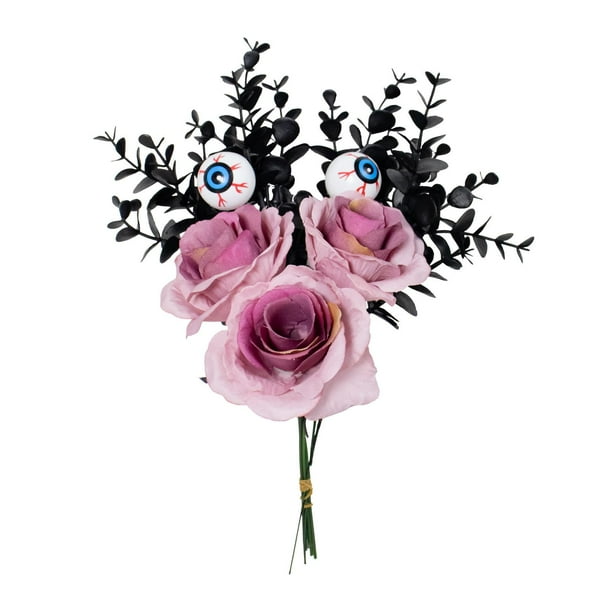 Ramo de eucalipto con forma de ojo de Halloween, flores artificiales, arreglo floral, adorno para decoración del hogar, esquejes para fiesta temática Rosa