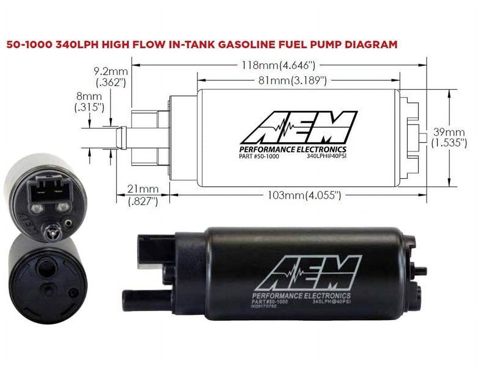 AEM 50-1000 High Flow In-Tank Fuel Pump 340LPH - Offset Inlet
