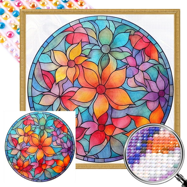 (ZQS0196-AB) Algunos diamantes AB diamantes completos pinturas sobre vidrio series flores y plantas diamantes redondos pinturas diamantes resina 40*40 CM tamaño lienzo 45*45 CM