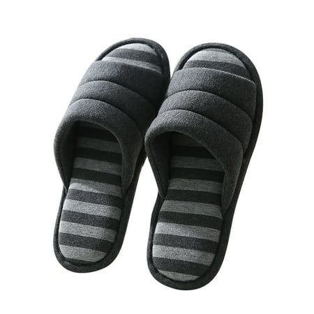 

Eloshman Mens Breathable Open Toe Slides Indoor Lightweight Slip On Home Slipper Comfort Flat House Slippers Black 8.5-9