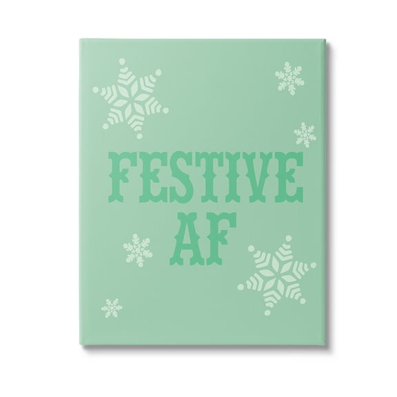 Stupell Industries Funny Festive AF Phrase Holiday Painting Gallery Wrapped Canvas Art Print Wall Art, 16 x 20