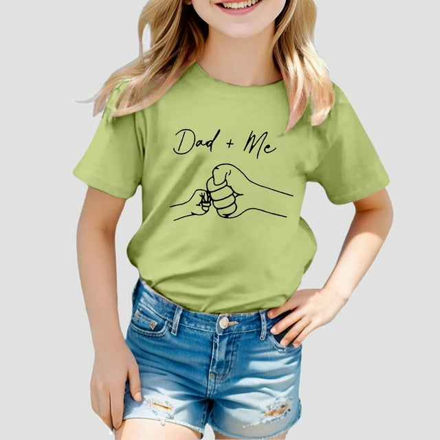 iTNHFP Chemises pour Filles Impression Goût Mode Col Rond T-Shirt Décontracté Ample à Manches Courtes 10244