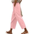 thumbnail image 6 of Noric Women's Cotton Linen Summer Capri Pants Elastic Waist Casual Loose Fit with Pockets Straight Leg Lounge Pants, 6 of 7