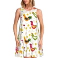 thumbnail image 1 of Balery Chickens A Vestidos de verano para mujer con estampado: vestido holgado sin mangas, vestido playero informal y cómodo para días calurosos., 1 of 7