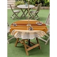 thumbnail image 5 of Outdoor Tablecloth with Umbrella Hole, Burnt Orange Ombre Stripe Spillproof Waterproof Outdoor Table Cover, Farmhouse Striped Gradient Patio Tablecloths for Party/Garden/Picnic, Round 60 inch, 5 of 9