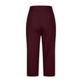 thumbnail image 4 of BXINGOHAI Womens Capri Yoga Pants Wide Leg Drawstring Lounge Pants Loose Comfy Workout Capris Sweatpants with Pockets Wine S, 4 of 6