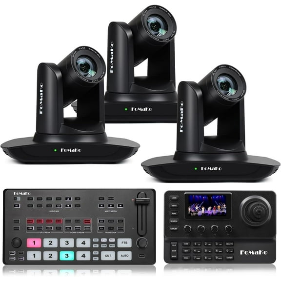 FoMaKo 20X AI Auto Tracking 1080P Camera Bundle(FMK12UH Pro(20x)-B X3 M1 KC606)