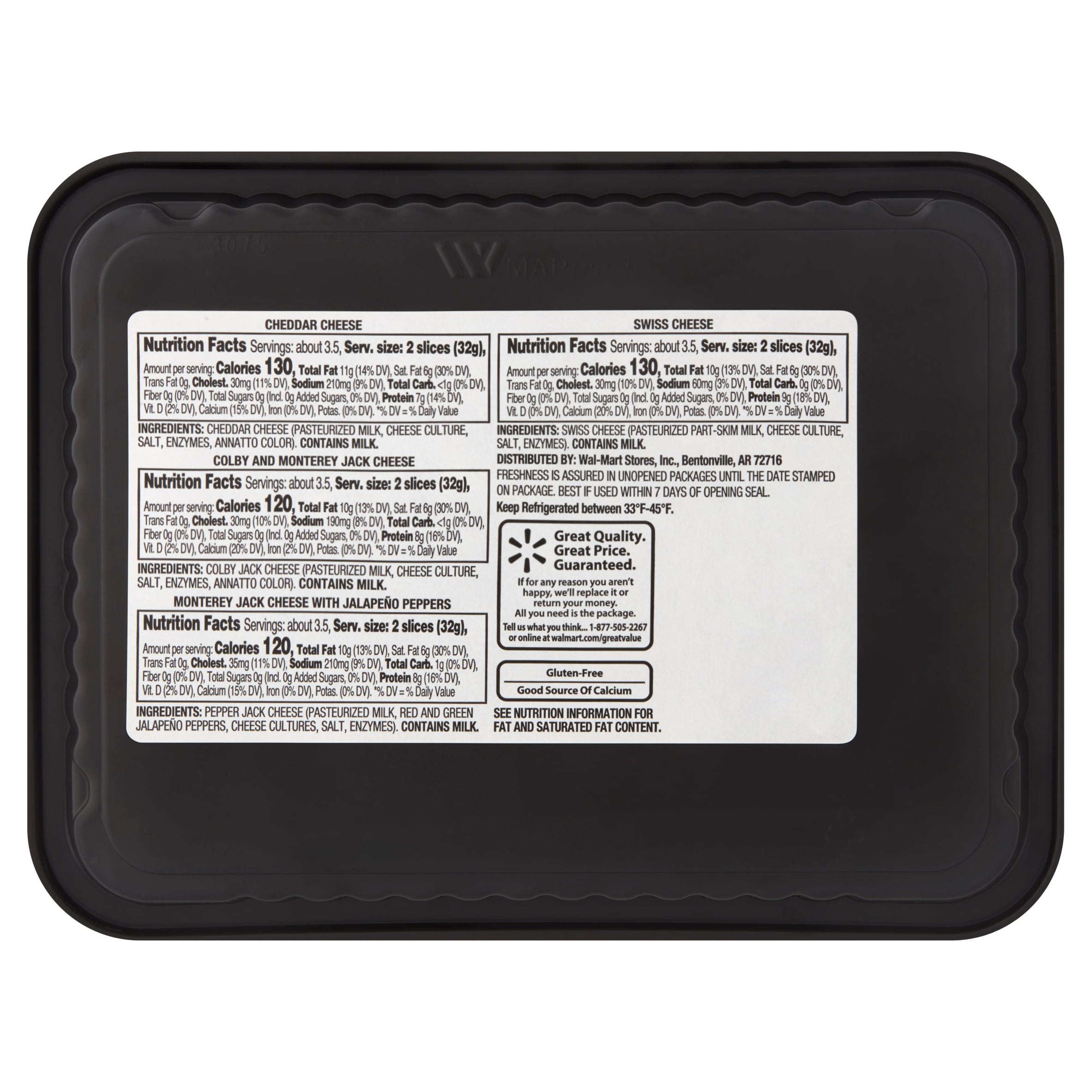 Great Value Cracker Cut Sliced 4 Cheese Tray, 16 oz