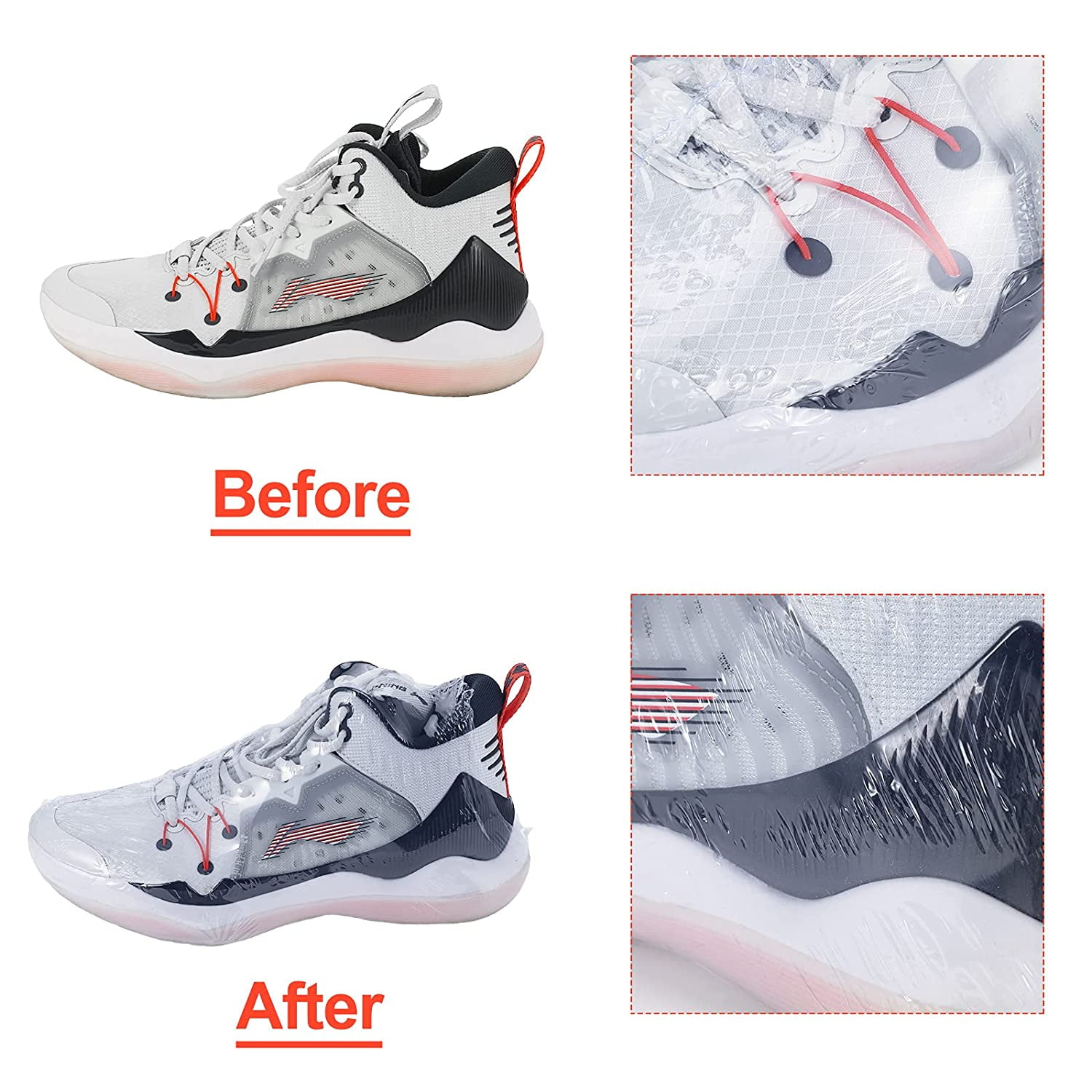 130 Pieces Shoe Shrink Wrap Bags Sneaker Shrink Wraps PVC Heat Shrink Wrap Ba... 