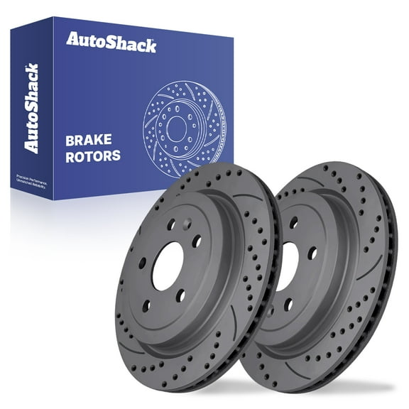 AutoShack 12.4" (314.9 mm) Rear Vented Drilled & Slotted Brake Rotors Coated | Replacement for 2010-2015 Chevrolet Camaro 2008-2014 Cadillac CTS | Black Matte Finish | 2-PC Set | BlackShield