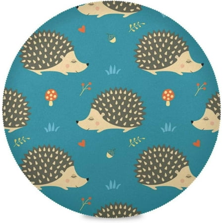 

Hyjoy Cute Animal Hedgehogs Mushroom Forest Grass Round Placemats Set of 6 Table Mats for Kitchen Washable Non-Slip Place Mats Heat Resistant Place Mats for Kitchen Dining Table Decoration