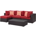 thumbnail image 2 of Modway Convene 5 Piece Outdoor Patio Sectional Set in Espresso Red, 2 of 6