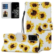 Wallet Case for Samsung Galaxy S20 Ultra, Galaxy S620 Ultra Cover 6.9 inch, Allytech Foldable PU Leather Shockproof Stand Card Slots Wrist Strap Case for Samsung S20 Ultra 2020, Sunflower