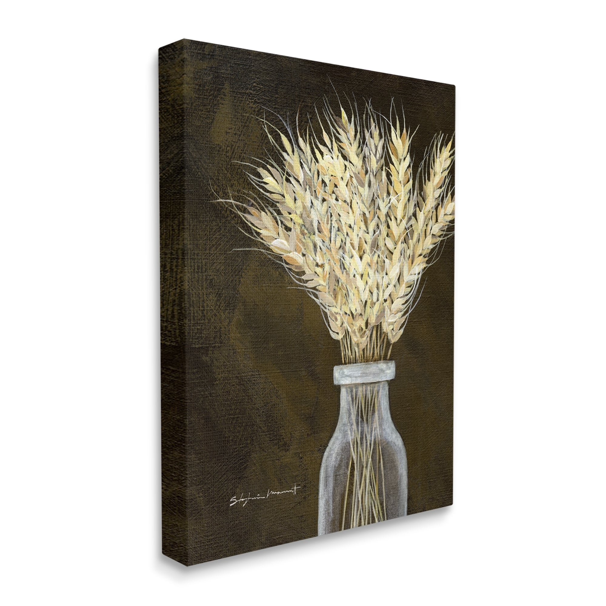 Stupell Wheat Sprigs Rural Earthy Bouquet Botanical & Floral Painting Gallery Wrapped Canvas Print Wall Art
