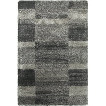 Moretti Reserve Shag Area Rug 531Z1 Grey Blocks Plaid 5' 3" x  7' 6" Rectangle