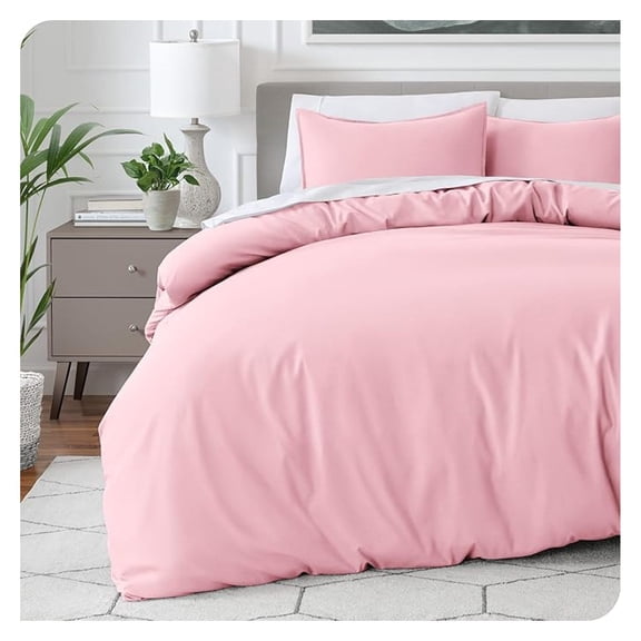 Bedding Duvet Cover Queen Size - Premium 1800 Super Soft Collection - Lightweight, Cooling - Soft Breathable Bedding Duvet Cover (Queen, Light Pink)