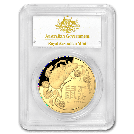 2020 AUS 1 oz Gold $100 Lunar Rat Domed PR-70 PCGS (FirstStrike®)
