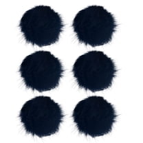 Uxcell 6-Pack Faux Fur Pom Poms, 3.9 Inch/ 10 cm Soft Fluffy PomPoms Balls with Elastic Loop for DIY[Navy Blue]