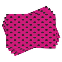 Ambesonne Hot Pink Place Mats Set of 4, Pop Art Inspired Dots, Standard Size, Hot Pink Black