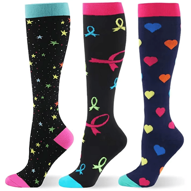 3 Paires de Chaussettes de Compression pour Hommes et Femmes 20-30mmHg Dème Diabète Varices Infirmière Chaussettes de Compression Course