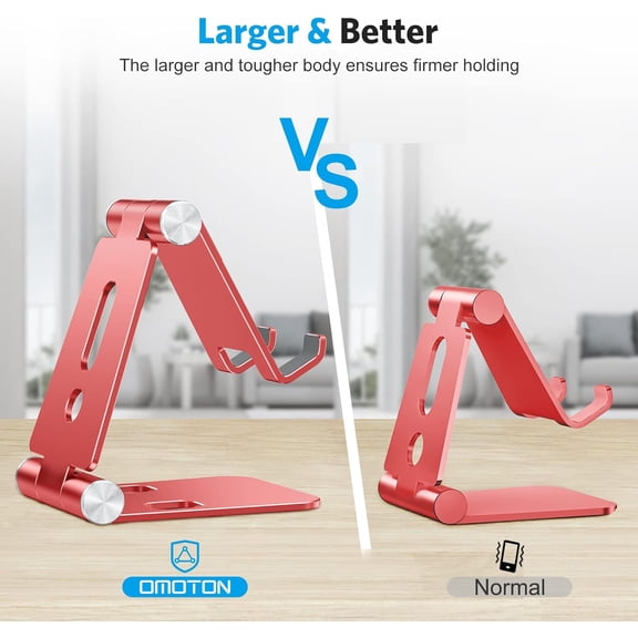 EISRUNGF Red C4 Foldable Aluminum Phone Stand – Adjustable Dock for iPhone 17-15 Pro Max, Galaxy & All Phones/Tablets