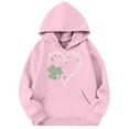 thumbnail image 4 of Girls Sweatshirts St. Patrick'S Day Kids Long Sleeve Hooded Sweatshirt Shamrock Print Pocket Pullover Soft Casual Top Pink 11 Years-12 Years, 4 of 4
