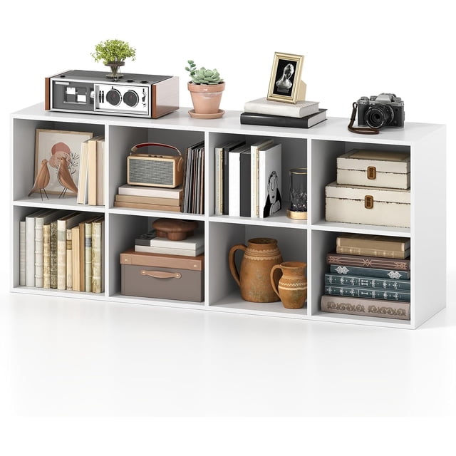 Librero Organizador de 8 Cubos, Libreros Minimalista Abierta Reversibl, Bookshelf para Oficina o Sala de Estar, 120 * 30 * 60CM Marrón