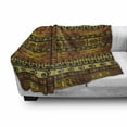 thumbnail image 3 of Prehistoric Soft Flannel Fleece Throw Blanket, Indigenous Geometric Motifs Ornament Traditional Tribal, Cozy Plush for Indoor and Outdoor Use, 50" x 60", Brown Yellow Pale Orange, by Ambesonne, 3 of 6