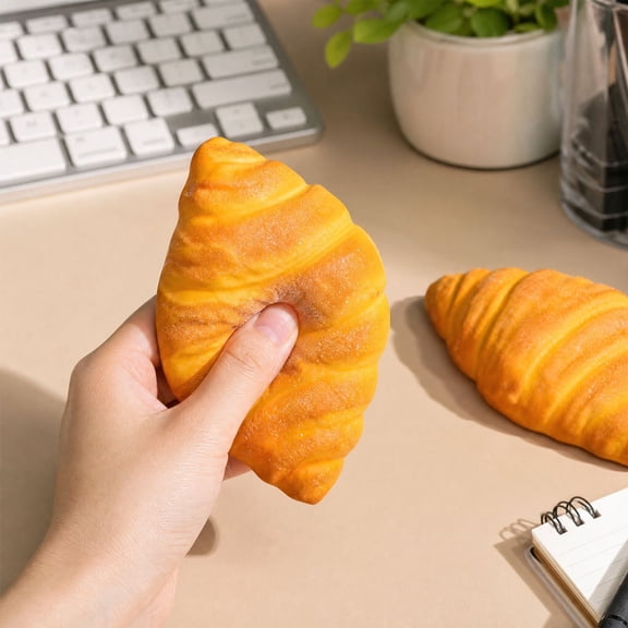 Croissant Shaped Slow Rising Squishy Toy, Soft Squeeze Stress Relief Fidget Toy for Desktop Office Decor