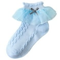 thumbnail image 2 of Bnwani Toddler Cotton Socks Winter Spring Cotton Dance Thick Solid Color Lace Floral Socks Blue 4-5t, 2 of 3
