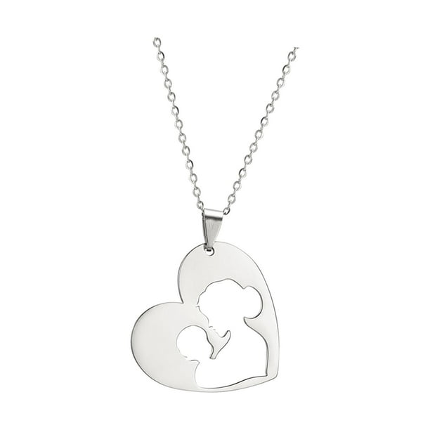 Collar para el día de la madre, collar para mujer, regalo del día de San Valentín, romántico y elegante colgante de corazón para ella, joyería para fi Color plata