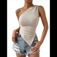 thumbnail image 1 of Camiseta de Tirantes Asimétrica con Textura Fruncida y un Hombro para Mujer, Ideal para Salir. Albaricoque S, 1 of 9