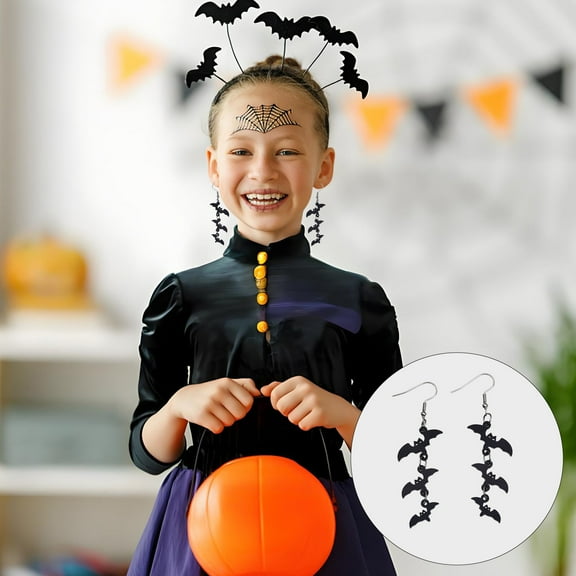 Eoozwa 2 Packs Halloween Acrylic Earrings Black Pendant Dangle Earrings for Women Spooky Holiday Party Costume Accessories Lightweight Gothic Jewelry Gift