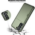 thumbnail image 5 of For Samsung S21 Case with Card Holder 5G 6.2 inch Dual Layer Heavy Duty Protective Galaxy S21 Case Hidden Card Slot Slim Wallet Case for Samsung S21(Green), 5 of 14