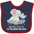 thumbnail image 3 of Inktastic My Noni Loves Me to the Moon and Back Elephant Family Boys or Girls Baby Bib, 3 of 4