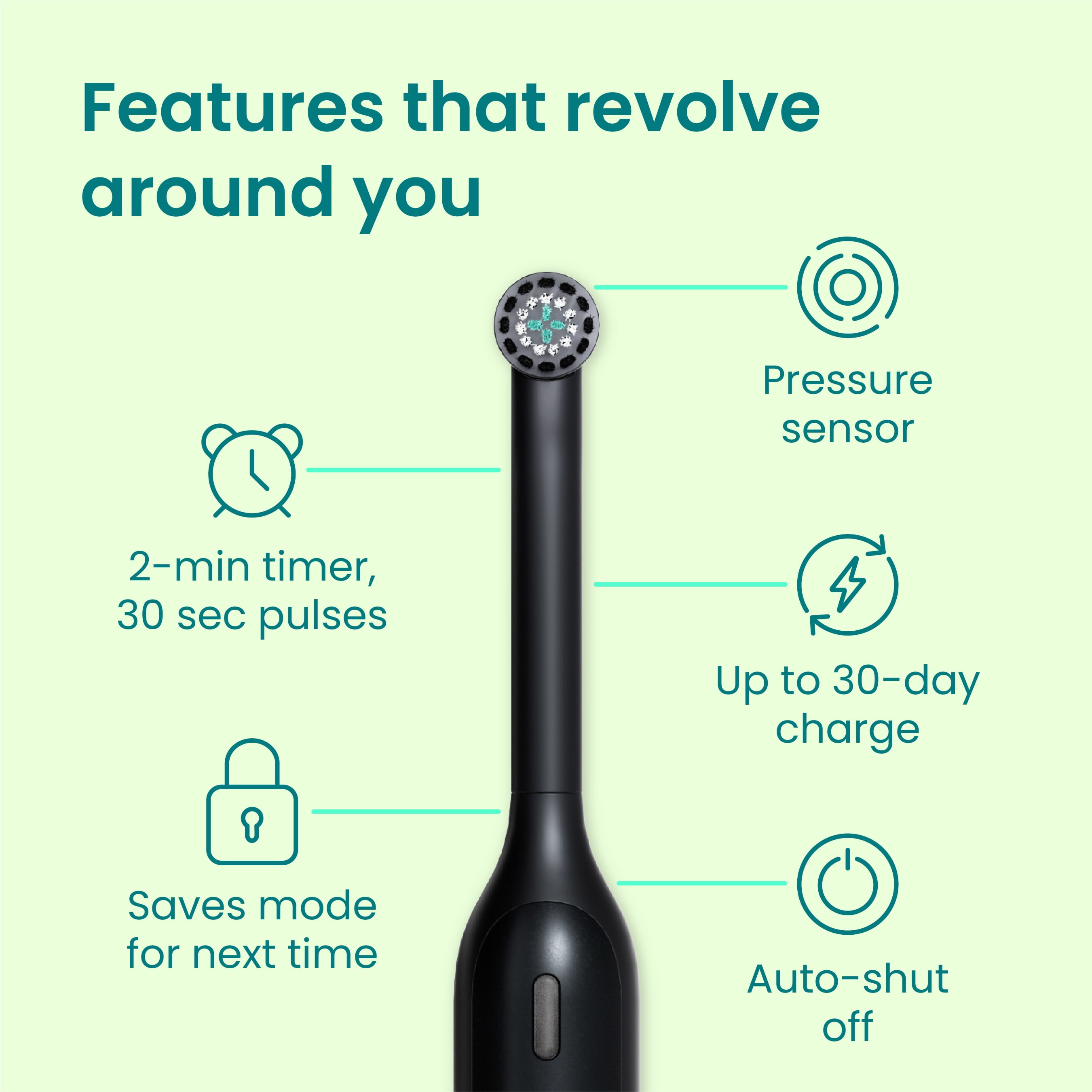 Quip Rev Oscillating Rechargeable Electric Toothbrush, Adult Compact Head, Black Night