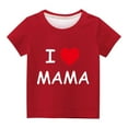 thumbnail image 3 of Jinhomg Toddler Boys Girls T-shirts I Love MAMA Letter Graphic Tees Short Sleeve Crewneck Tee Tops Gifts for Daughter Son Today's Deals of The Day Red 3 Years, 3 of 4