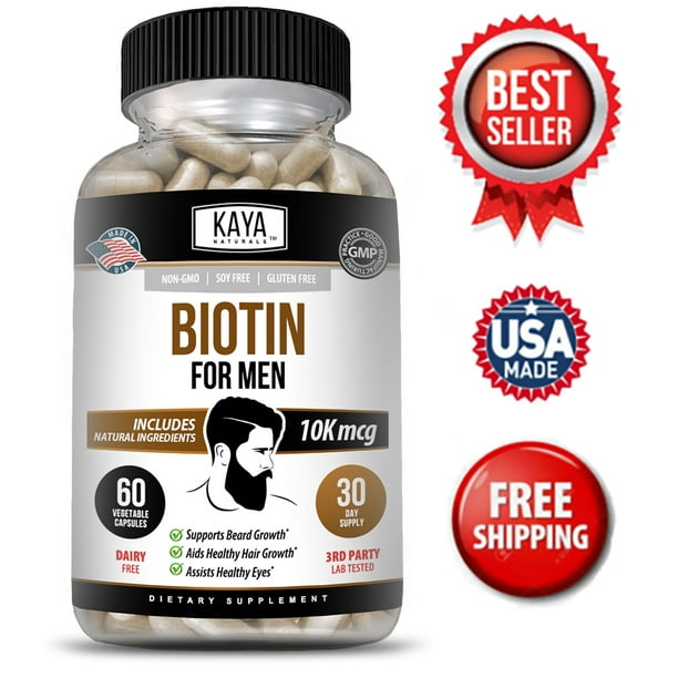 Kaya Naturals MEN'S Biotin Promotes Beard Growth and Hair Growth, Healthy Skin, Metabolic Booster Kaya Naturals MEN'S Biotin Promotes Beard Growth and Hair Growth, Healthy Skin, Metabolic Booster