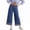 #0329-Dark Blue, variant on Womens Striped Wide Leg Cropped Jeans High Waist Rolled Cuff Denim Pants with Patch Pockets Casual Streetwear