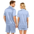 thumbnail image 5 of Mens Pajamas Set Shorts Matching Pajamas for Couples Men's Pajama Sets Button Up Pajamas for Women Couples Pajamas Matching PJS for Couples His and Hers Jammies Wife and Husband Lounge Sets, Gray, XL, 5 of 5
