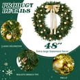 thumbnail image 5 of iCapeson 48in Pre-Lit Christmas Wreath with 150 LED Lights, Lighted Artificial Xmas Wreath with 450 PE/PVC Tips & Golden Ornaments, 8 Modes Remote Control for Front Door Indoor Outdoor Holiday Decor, 5 of 7