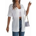 thumbnail image 2 of Cardigans d'Été pour Femmes Légers à Manches Mi-Longues Ouvert Court Crochet Couverture de Plage Blanc m, 2 of 10