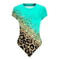 thumbnail image 4 of QUYUON Short Sleeve Bodysuit for Women Summer Short-Sleeved Crew Neck T Shirt Bodysuit Jumpsuits Leopard Print One-Piece Thong Bodysuit Fashion Rompers Women's Bodysuit Tops , Style 931 Green XL, 4 of 6